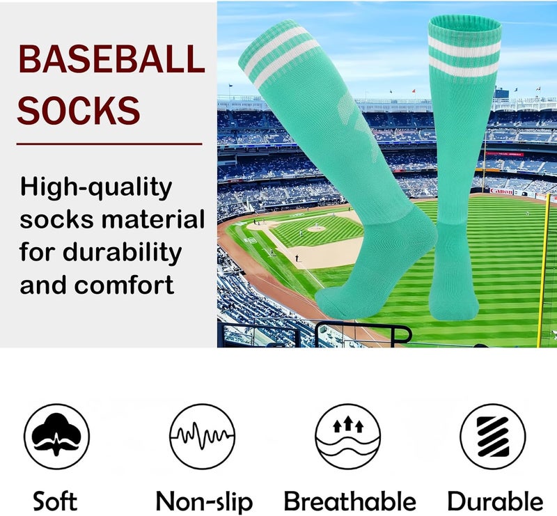 EDCYF Kids Baseball or Softball Socks and Belt Combo Set Softball Knee Socks High Tube Soccer Socks for Youth Boys Girls - Image 2